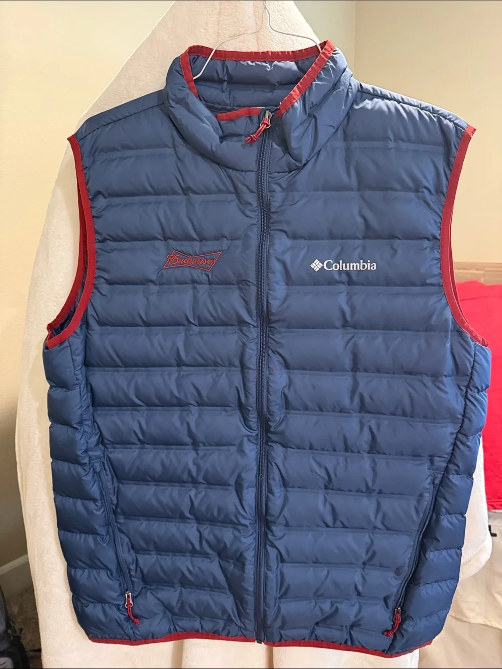 Men’s Columbia Budweiser Branded Red Quarter-Zip Fleece Pullover + Vest Bundle